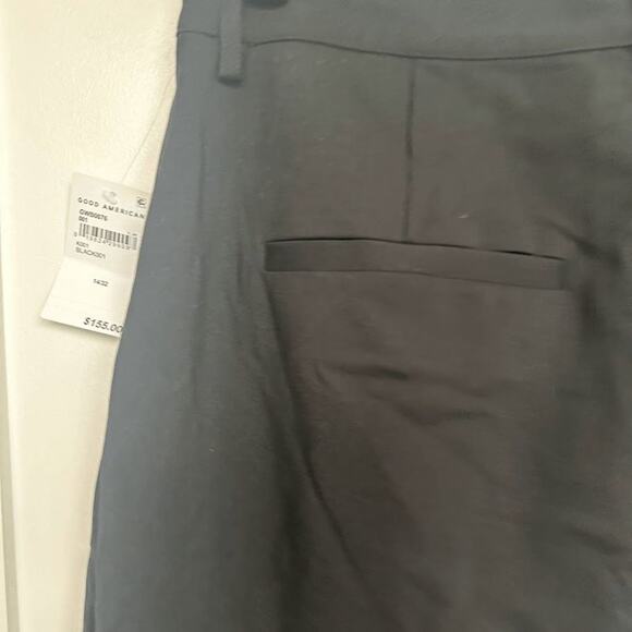 NWT Good American Black Woven High Rise Wide Leg Trouser Pants Size 14/32 - Picture 7 of 8